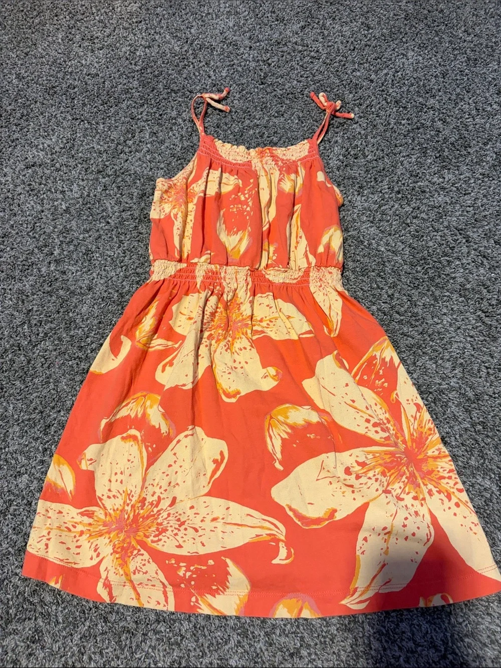 GAP Orange Floral Sundress with Yellow Blossom Print